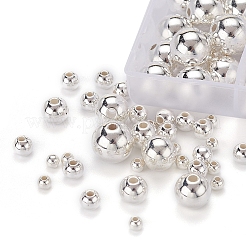 497個5スタイルabsプラスチックビーズ  ラウンド  銀メッキ  4~12x3.5~11.5mm  穴：1.2~2mm&nbsp;OACR-YW0001-10B