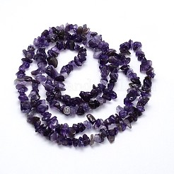 天然石アメジストビーズ連売り  チップ  8~20x8~18mm  穴：1mm  約31.5インチ&nbsp;G-O049-C-23