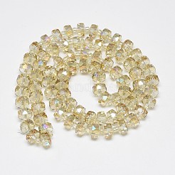 電気メッキガラスビーズセット  虹メッキ  多面カット  フラットラウンド  淡いチソウ  10x6mm  穴：1.5mm  約58~60個/連  18.11~18.89インチ（46~48cm）&nbsp;EGLA-Q083-10mm-D01
