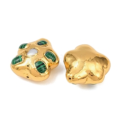天然真珠と合成マラカイトのペンダント  真鍮パーツ  花  ゴールドカラー  24.5~26x22~24x13~14mm  穴：0.8~1mm&nbsp;KK-H516-11G