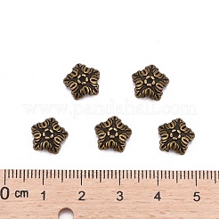チベット風ビーズキャップ  鉛フリーとニッケルフリー  5花びら  花  アンティークブロンズ  10x4mm  穴：1mm&nbsp;X-TIBEB-A24621-AB-FF