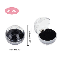 透明なプラスチックリングボックス  ジュエリーディスプレイウェディングパッケージ収納ケースオーガナイザー  ブラック  5.2x4.9cm  24個/箱&nbsp;OBOX-CA0001-003