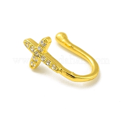 Clear Cubic Zirconia Cross Clip on Nose Rings&nbsp;LS-AJEW-F059-03G