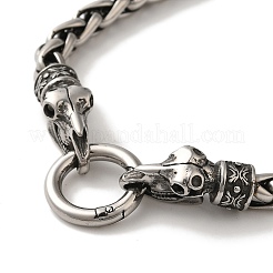 316 Surgical Stainless Steel Wheat Chain Viking Raven Skull Bracelets&nbsp;BJEW-Q349-05AS-04