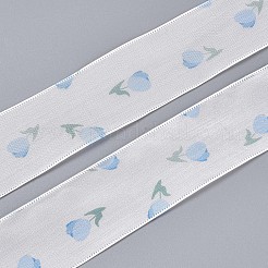 片面プリントポリエステルサテンリボン  花柄  ギフト包装用  ホワイト  1-1/2インチ（38mm）  約20.00ヤード（18.29m）/ロール&nbsp;SRIB-T009-05A