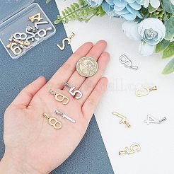 304ステンレスペンダント  数0~9  ゴールデン·ステンレス鋼色  21x5~11x1.5mm  穴：6.5x3mm  18個/箱&nbsp;STAS-UN0016-71
