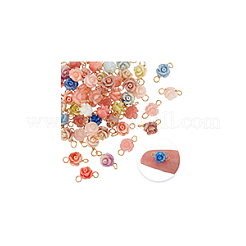 合成サンゴコネクターチャーム5個  真鍮パーツ  花のリンク  ミックスカラー  10.5x7x6.5mm  穴：1.5mm  5個/セット&nbsp;FIND-GA0004-11
