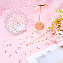 ABSプラスチックパールペンダント  ティアドロップチャーム  合金ループ付き  ゴールドカラー  13~19x6~10mm  穴：1.6mm  100 個 4 スタイル&nbsp;FIND-BM0001-56B