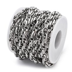 304ステンレスロープチェーン  未はんだ  スプールで  ステンレス鋼色  10x7x2mm&nbsp;CHS-U002-02P