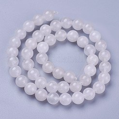 天然のホワイトジェードラウンドビーズ連売り  8mm  穴：1mm  約48~50個/連  15インチ&nbsp;G-N0120-03-8mm