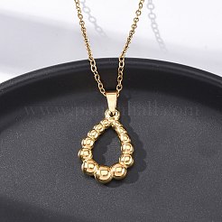 Teardrop 304 Stainless Steel Pendant Necklaces&nbsp;NJEW-H059-28G