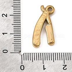 304ステンレスペンダント  カミソリのチャーム  イオンプレーティング（ip）  18KGP本金メッキ  24x11x3mm  穴：1.7mm&nbsp;SA-CBA0563-25G