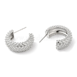 女性用ラックメッキ真鍮ラウンドスタッドピアス  鉛フリー＆カドミウムフリー  プラチナ  21.5x8mm&nbsp;EJEW-D059-15P