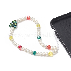 Christmas Glass Pearl Beaded Mobile Straps&nbsp;HJEW-TA00008