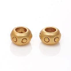 真鍮ビーズ  長持ちメッキ  マットなスタイル  フラットラウンド  18KGP本金メッキ  6x3.5mm  穴：3mm&nbsp;X-KK-G390-15MG