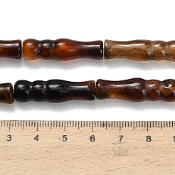 天然石瑪瑙ビーズ連売り  染め＆加熱  竹の形  ココナッツブラウン  30x8mm  穴：1.8mm  約14個/連  15.35''（39センチメートル）&nbsp;G-Z144-A02-02A