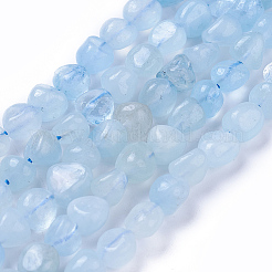 天然石アクアマリンビーズ連売り  タンブルストーン  ナゲット  6~9x7~8mm  穴：1mm  約54~55個/連  15.4インチ（39cm）&nbsp;G-P433-06B