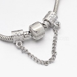 花の合金ラインストーンエナメルヨーロッパビーズのブレスレット  樹脂ヨーロッパのビーズ付き  真鍮チェーンと合金クラスプ  ミックスカラー  180mm&nbsp;BJEW-I182-01