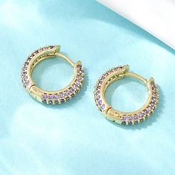 Brass Cubic Zirconia Hoop Earrings&nbsp;EJEW-A156-05G