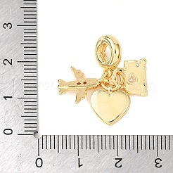 Rack Plating Brass Pave Clear Cubic Zirconia European Dangle Charms&nbsp;KK-P279-46G