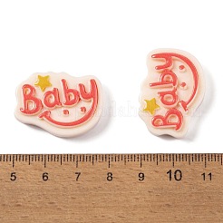 赤ちゃんテーマの不透明樹脂デコデンカボション  言葉  21x28.5x6.5mm&nbsp;CRES-O007-02C