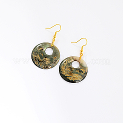 Fashionable 201 Stainless Steel Flat Round Dangle Earrings&nbsp;VY4849