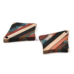 Transparent Resin & Walnut Wood Pendants&nbsp;RESI-E050-05
