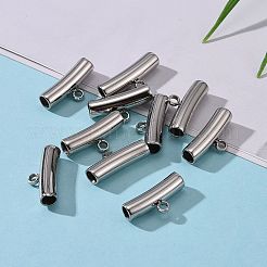 変色防止304ステンレススチールチューブチューブベイル  ループベイル  保釈ビーズ  ステンレス鋼色  9x17~19x5mm  穴：2mm  内径：4mm&nbsp;STAS-I045-43