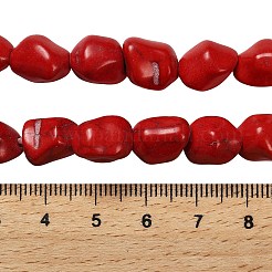 合成ターコイズビーズ連売り  ナゲット  染め  ファイヤーブリック  11~12x9~10x9~10mm  穴：1.2mm  約34個/連  14.57インチ（37cm）&nbsp;G-C101-I01-01