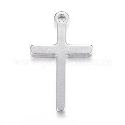 変色しにくい201ステンレススチールペンダント  クロス  ステンレス鋼色  32.5x19x2.5mm  穴：2mm&nbsp;STAS-F084-03P