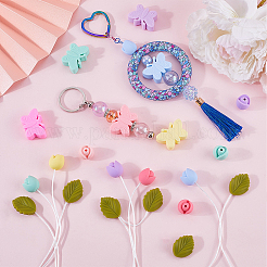 24Pcs 3 Styles Food Grade Eco-Friendly Silicone Focal Beads with Round Nylon Thread&nbsp;SIL-SP0001-12