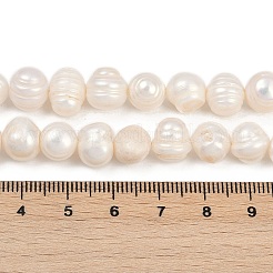 天然養殖淡水パールビーズ連売り  ポテト  グレードAB +  貝殻色  9~10mm  穴：0.7mm  約39~46個/連  13.98~15.43''（33.5~39.2センチメートル）&nbsp;PEAR-I007-07Z-08C