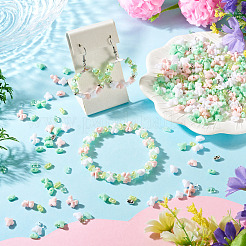 混合スタイルのアクリルビーズ  ピーナッツと蝶結びと蝶  グリーン  6.5~7.5x4~10x3~5.5mm  穴：1.2~1.6mm&nbsp;SACR-TA0001-81A