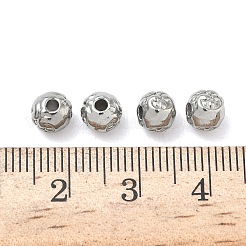 304ステンレススチールビーズ  ハート付きのラウンド  ステンレス鋼色  6x5.5mm  穴：1.8mm&nbsp;STAS-D204-46P