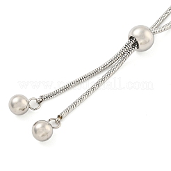 Non-Tarnish Round Beaded 304 Stainless Steel Pendant Necklaces for Women&nbsp;NJEW-G137-01P