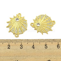 Rack Plating Brass Pave Clear Cubic Zirconia Star Connector Links&nbsp;KK-B091-38G