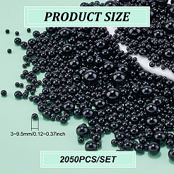 樹脂ネイルアートデコレーション2050個  ラウンド  ブラック  3~9.5mm&nbsp;DIY-NB0013-52