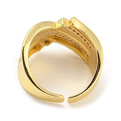 Brass Micro Pave Cubic Zirconia Open Cuff Ring&nbsp;RJEW-C033-13G