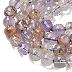 天然の紫色のファントムクォーツ、紫色のロドライトクォーツビーズ連売り  ラウンド  6.5mm  穴：0.8mm  約62個/連  15.16インチ（38.5cm）&nbsp;G-L644-D01-6mm