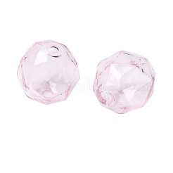 透明ガラスビーズ  多面カット  ラウンド  パールピンク  14x13.5x14mm  穴：1.6mm&nbsp;X1-GLAA-A041-01A-05