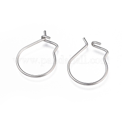 変色しにくい304ステンレススチールフープピアス金具  腎臓の耳ワイヤー  ステンレス鋼色  18x13x0.8mm&nbsp;X-STAS-H436-02P