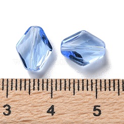 K9ガラス  模造オーストリアクリスタルビーズ  多面カット  菱形  コーンフラワーブルー  10x8x4mm  穴：1.4mm&nbsp;GLAA-R001-01B