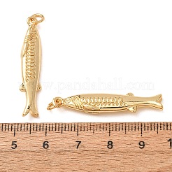真鍮チャーム  魚のチャーム  ラックめっき  長持ちメッキ  鉛フリー＆カドミウムフリー  18KGP本金メッキ  35x7.5x4.5mm  穴：3mm&nbsp;KK-CBA2F11-12E-G