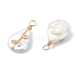 Natural Baroque Keshi Pearl Copper Wire Wrapped Pendants&nbsp;PALLOY-JF05723
