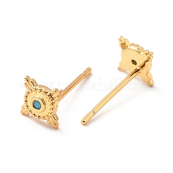 Light Sky Blue Cubic Zirconia Square Stud Earrings&nbsp;EJEW-F281-29G