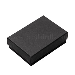 厚紙のネックレス箱  内部のスポンジ  長方形  ブラック  9x6.5x2.8cm&nbsp;X-CBOX-S008-04
