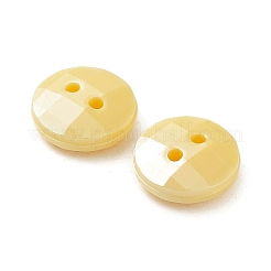 台湾アクリルボタン  パール光沢  多面カット  2穴  フラットラウンド  レモンシフォン  10x4mm  穴：1mm&nbsp;BUTT-F022-10mm-C22