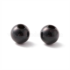 202ステンレスビーズ  片穴  ラウンド  電気泳動黒  6x5.5mm  半分穴：2mm&nbsp;STAS-M295-01EB-02