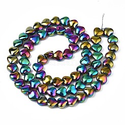 電気メッキガラスビーズセット  半分メッキ  ハート  黄金メッキ  9~10x10x5.5mm  穴：0.8mm  約70~71個/連  25.20インチ〜26.38インチ（64~67cm）&nbsp;EGLA-S188-14-C02