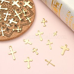 50Pcs 10 Styles 304 Stainless Steel Tiny Cross Charms&nbsp;STAS-CJ0002-25